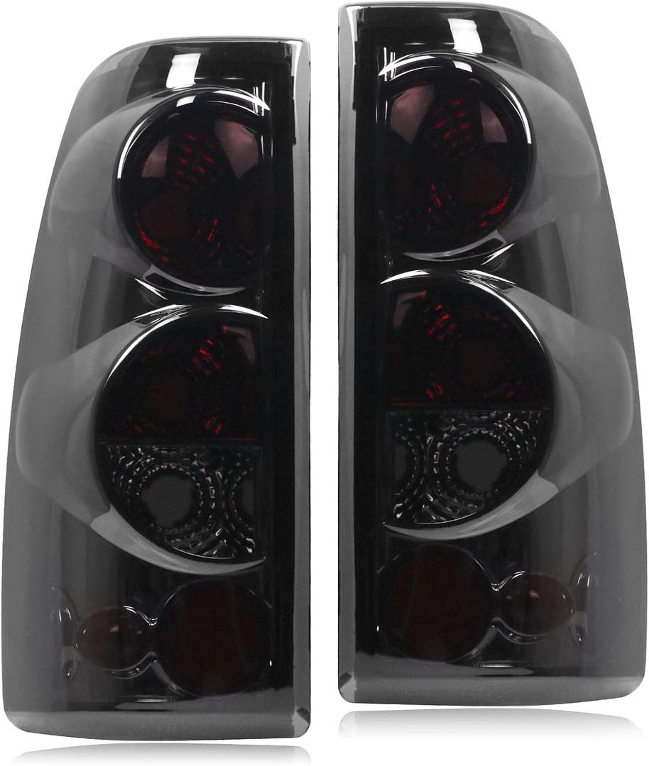 Tail Light Compatible With 1999-2006 Chevy Silverado 1500 2500 3500 2007 Classic, 1999-2002 GMC Sierra 1500 2500 3500 Driver and Passenger Side Taillights Black/Smoke