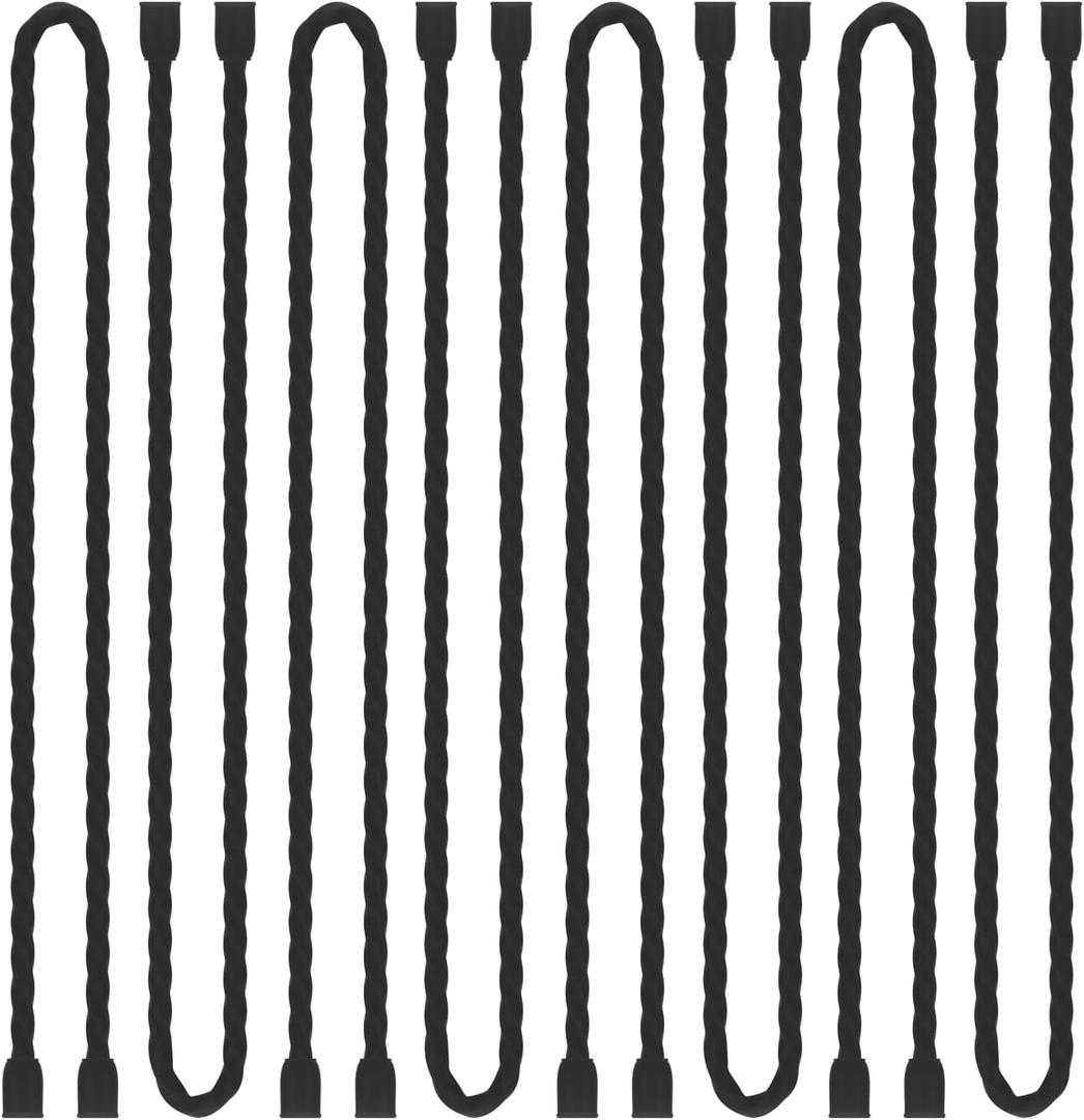 8PCS Silicone Cable Ties 18-Inch Reusable Twist Ties Steel-Core Cable Tie Straps Organizer All Purpose Bendable Cord Tie for Indoor Outdoor Bundling Holding Securing and Wrapping Cables (Black)