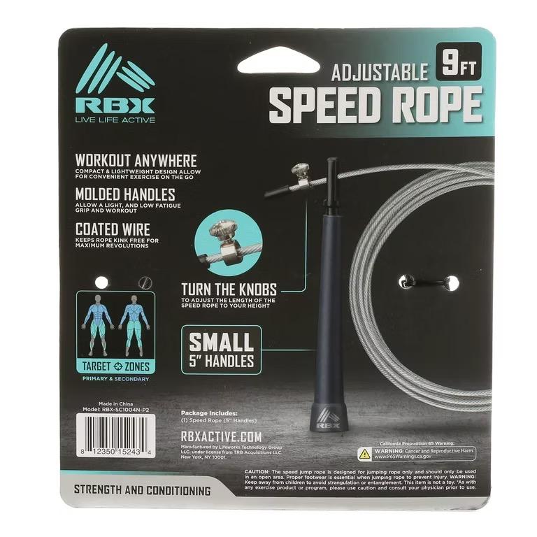RBX-9FT. ADJUSTABLE SPEED ROPE WITH 7" HANDLES-SMALL (2 Pack)
