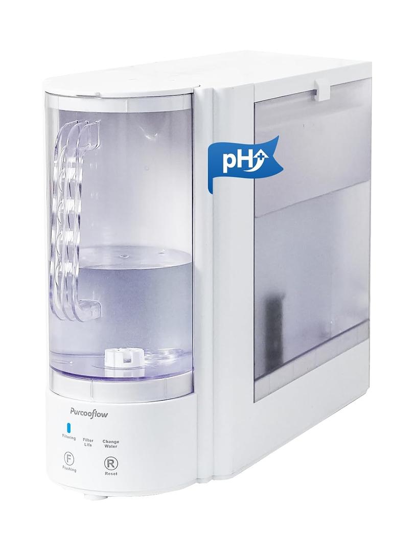 Countertop Reverse Osmosis Water Filtration System, Alkaline, Compact Auto-Fill Dispenser for Home, 4-in-2 Water Purifier, 3.5:1 Pure to Drain Ratio, No Plumbing Required,