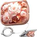 R-fun for AirPods Pro 3 Case with Cleaning Kit, Cute Cat Ear Print & Buckle for Girls, Phone Holder & Top Safe Lock Buckle, Compatible with AirPods Pro 3rd Gen Case, Rose Gold Peony
