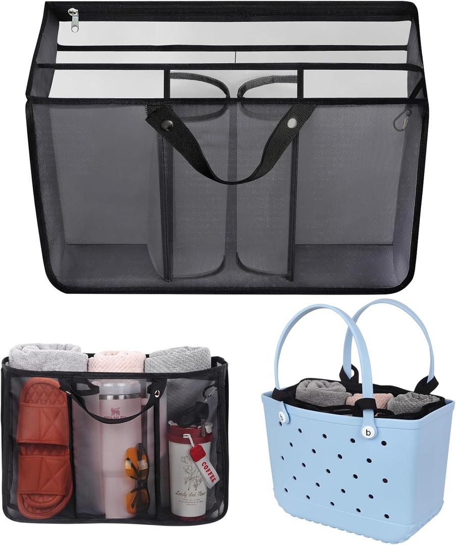 Dry and wet separation,Beach Bags Organizer Insert Compatible with Original XL Bogg Bag,Lightweight Mesh Divider Pouch Insert for Bogg Bag Accessories, 18" x 8.3" x 12.2" Beach Tote Bags