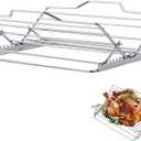 Adjustable Roasting Rack for 9x13 Pan, Stainless Steel Turkey Rack Insert - Fits Oven, Smoker & Grill, Dishwasher Safe Non-Stick (1inch)
