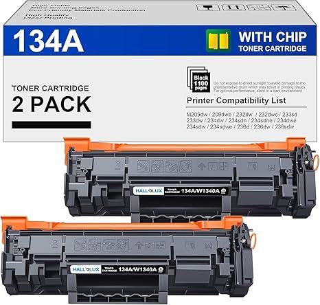 134A Black Toner Cartridge (with Chip) Replacement for HP 134A W1340A 134X W1340X Toner Cartridges Compatible with Laser Jet M209dw MFP M234dw M234sdn M234sdw Printer (2 Pack)