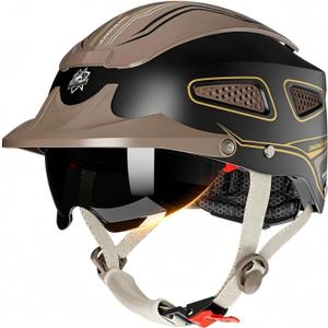 DOT Approved Motorcycle Half Helmet, Unisex Adult Half Shell Helmet, Fits Head Circumference 20.47–25.19 Inches, for Motorcycle, Scooter, All Season Use, 20.47in-25.19"