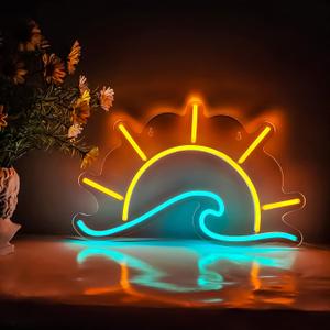Sunset Sunrise Neon Sign Sun On The Sea Neon Light Sunrise Wave Neon Signs for Wall Decor Bedroom,Living Room,Kitchen Decor Led Neon Sign