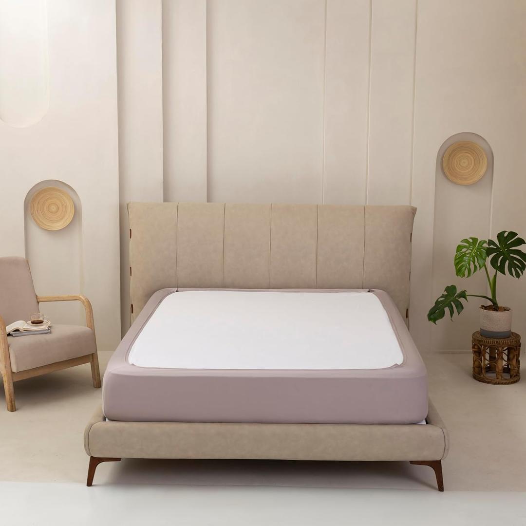 Stretchy Box Spring Cover King Size - Jersey Knit & Stretchy Wrap Around 4 Sides Bed Skirt for Hotel & Home, Wrinkle & Fading Resistant Fits King Size Beds, Light Grey