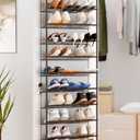 Whitmor 36 Pair Over the Door Shoe Rack,12 Tier Hanging Shoe Organizer with Metal Frame & Mesh Shelves, Heavy Duty Shoe Storage Holder for Door, 74" H x 21.7" W x 7.5" D, Matt Gunmetal