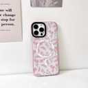 NITITOP Compatible with iPhone 15 Pro Max Magnetic Case [Compatible with Magsafe] Cute Clear for Women Girls Flower Floral Ultra Slim with Bumper Soft TPU Anti-Yellow Protective Cover - Clear Pink