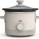 bella 1.5 Qt Slow Cooker with 3 Heat Manual Control, Ceramic Nonstick Coating, Dishwasher Safe Stoneware Pot and Tempered Glass Lid, Tangle Free Cord Wrap & Cool Touch Handles, Oatmilk