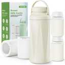 22oz Portable Breast Milk Cooler Bottle-Milk Cooler for Outdoor Travel, Keeps Fresh Cooling for 24+ Hours,Breastfeeding Essentials with 2pcs Bottle for Breastmilk Storage (Off-White)