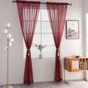 SpaceDresser Burgundy Sheer Curtains 4 Panels Rod Pocket Semi-Sheer Curtain 63 Inches Long Light Filtering Voile Window Drapes for Bedroom Living Room Kitchen, Each 52W x 63L