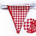 32Ft Red Gingham Party Decorations Red White Plaid Checkered Triangle Flag Pennant Fabric Garland for Birthday Baby Shower Carnival Picnic Pizza Hot Dog Farm Apple Italian Summer Party Supplies