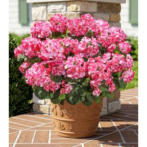 Fake Geraniums Artificial Flowers for Outdoors Outside, 6 Bundles Pink Silk Geraniums Fake Flowers Plants UV Resistant Realistic Faux Flowers for Outdoor Planters Garden Balcony Yard Porch Indoor