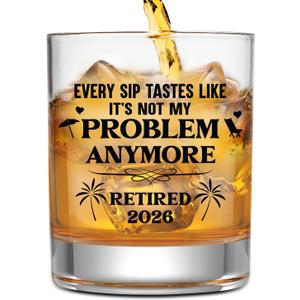 NewEleven Retirement Gifts For Men 2026 - Coworker Leaving, Goodbye Gift, Farewell Gifts For Coworkers, Friends, Dad, Grandpa - Retirement Gift For Men From Friend, Family, Colleague - Whiskey Glass (Retired 2026 White)