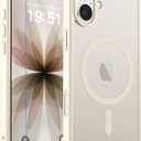 Magnetic for iPhone 17 Case, [Compatible with MagSafe] [with 1 Tempered Glass Screen Protector] Translucent Matte Shockproof Anti-Scratch Phone Cover, Antique White