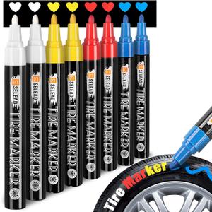 SELEAD Tire Marker White Red Yellow Blue - 8 Pack Paint Pens for Car Tires Lettering, Premium Professional Oil Based Waterproof Colored Permanent Markers