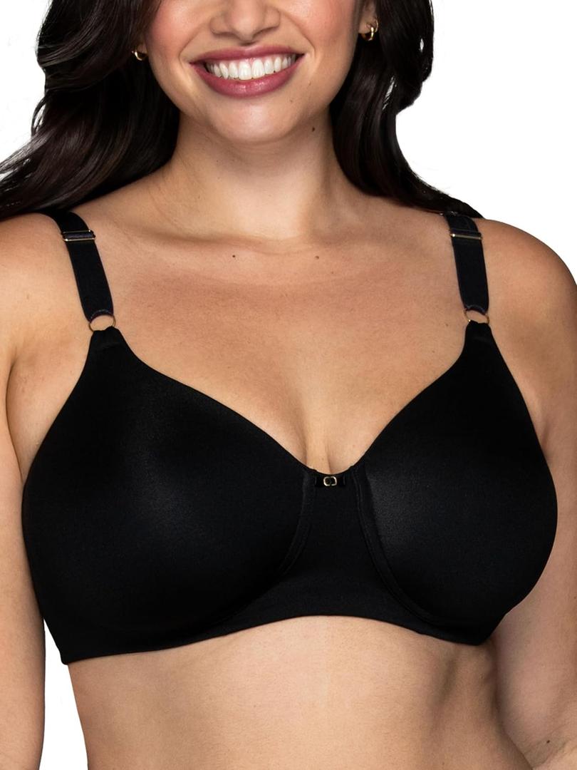 Vanity Fair Women's Full Coverage Beauty Back Smoothing Bra, 4-Way Stretch Fabric, Lightly Lined Cups up to DD (Black)