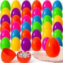 36 Pack 4 Inch Large Easter Eggs Big Colorful Easter Eggs for Refillable Basket Fillers Flat Bottom Plastic Easter Eggs Empty Surprise Eggs for Easter Hunt Party Favor