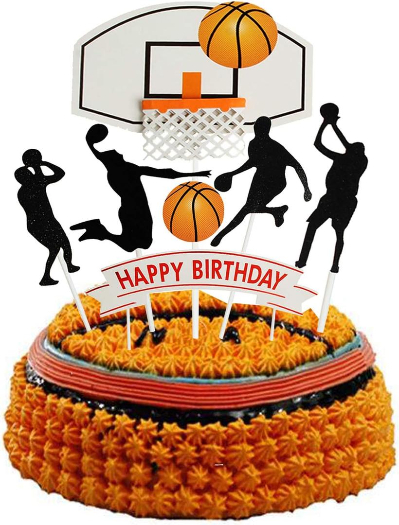 Set of 7 Basketball Letters DIY Happy Birthday For Boy Cake Topper Sport Cake Party Decorations Sports Party Supplies