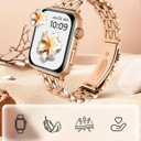 Dressy Rose Gold iWatch Bands for Women - Compatible with Apple Watch Series 10-1/SE/Ultra, Fits 38mm 40mm 41mm 42mm 44mm 46mm - Luxury Designer Bracelet, Elegant Stylish Strap