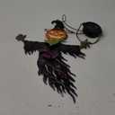 ILLUMINEW Solar Halloween Metal Hanging Decorations Outdoor, Solar Powered Lighted Metal Pumpkin with Glowing Eyes for Halloween Outdoor Tree, Wall, Porch, Patio Decor (Pumpkin)