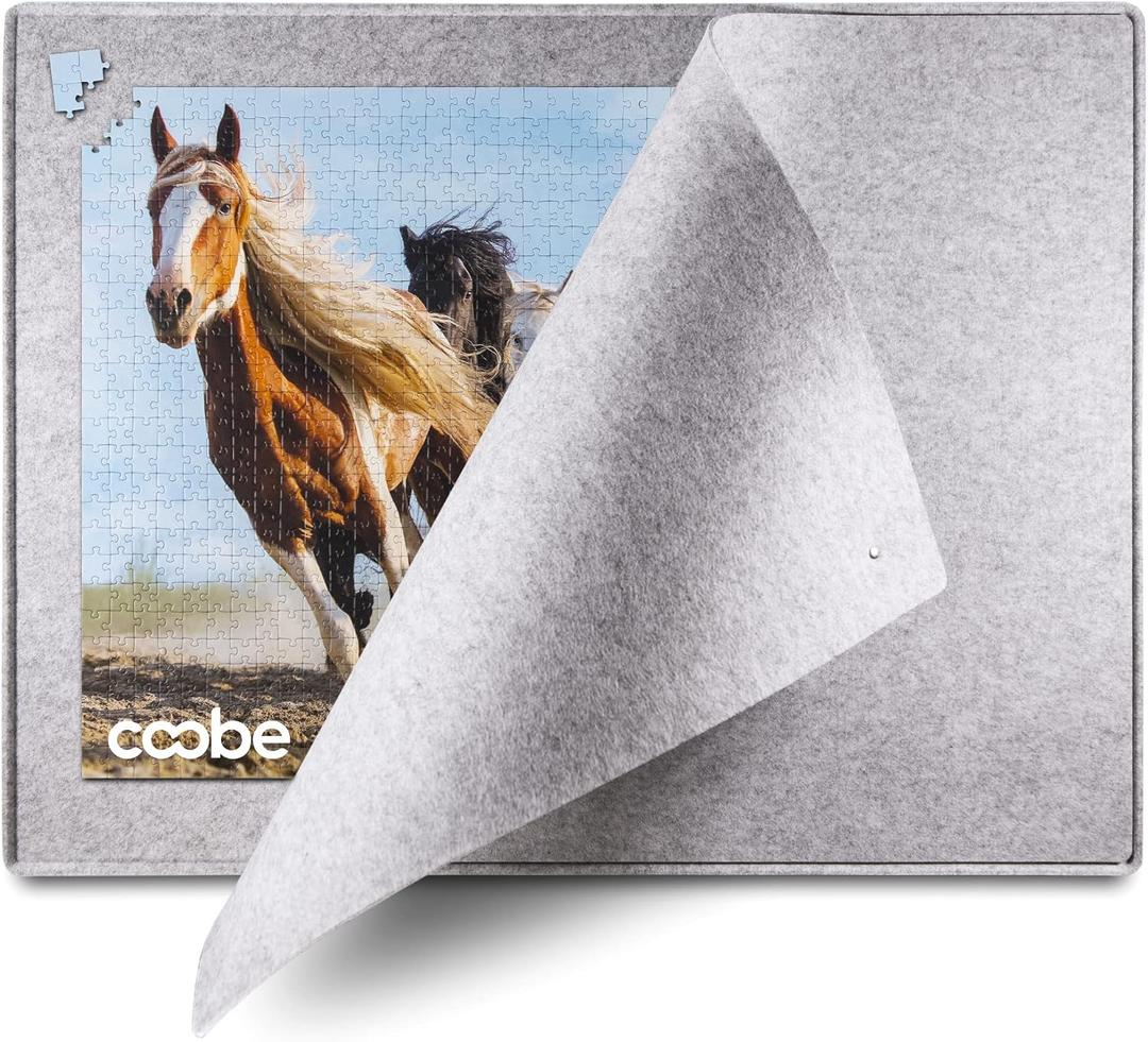 1000 Piece Jigsaw Puzzle Boards Portable, Puzzle Mat with Cover, Lightweight Puzzle Tray Storage System, Felt Table Top by Coobe (Gray), 33.5" x 25.5"
