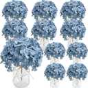 Hydrangea Flower in Mason Jars, 10 Set Floral Arrangements Table Centerpieces Decor Glass Flowers Vases for Home Party Wedding Bridal Shower Graduation Boho Decorative(Blue)
