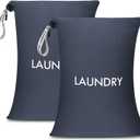 WiseBoy 2 Pack Laundry Bags, Travel Laundry Bag for Dirty Clothes, Washable Nylon Wet Dry Bag, Swimming Yoga Bathing Suit Workout Wet Dry Bags (Navy Blue)