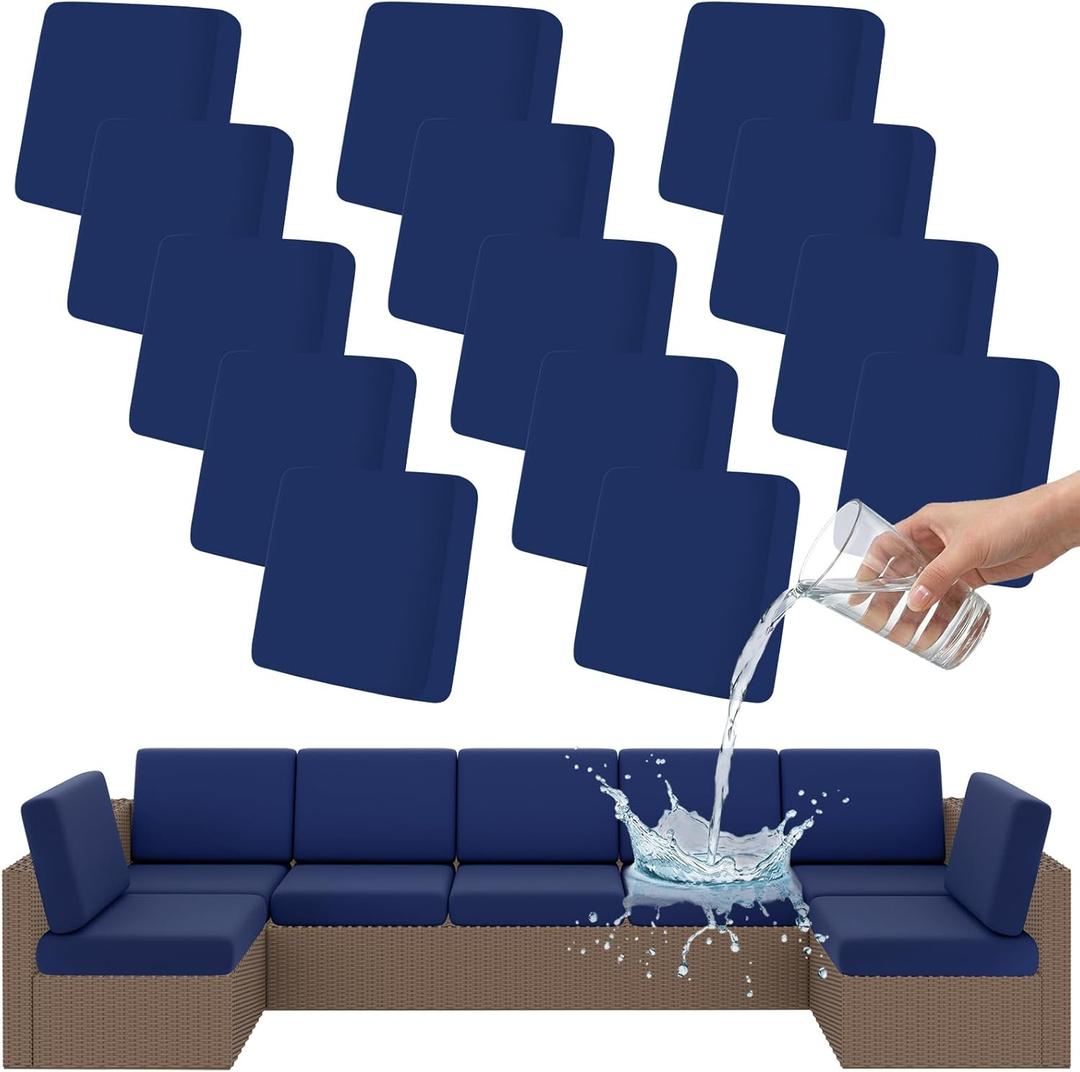 Smiry Waterproof Patio Cushion Covers, Stretch Outdoor Couch Slipcovers Replacement Washable Furniture Protector Sofa Chair Seat Cover for Dogs and Pets (14 Pcs, Navy Blue)