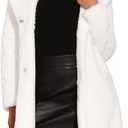 Allegra K Faux Fur Coat for Women's Winter Warm Overcoat Outerwear Belted Fluffy Jackets (Large, Cream White)