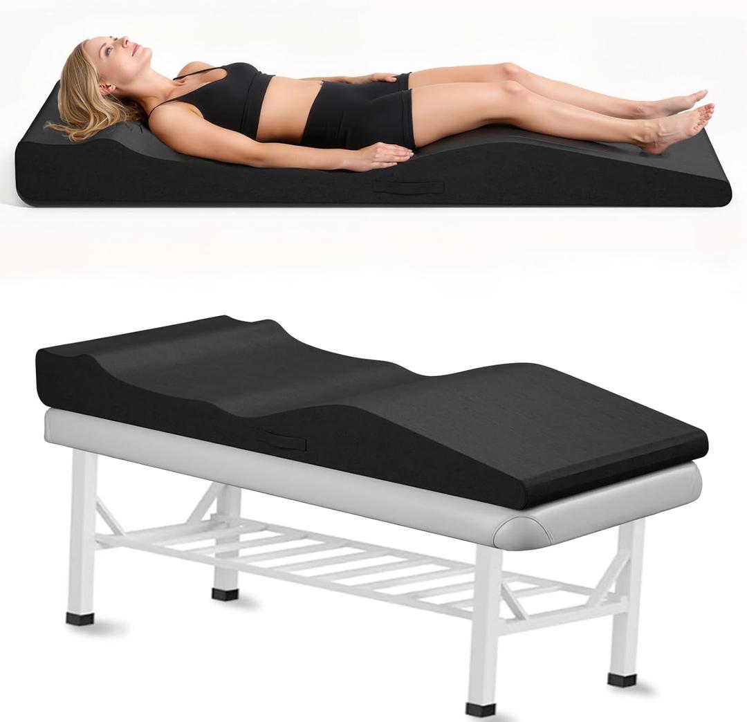 Ergonomic Lash Bed Topper, High-Density Foam Massage Table Topper with Plush Removable Cover, Non-Slip Massage Table Pad for Salon, Spa, Facial,Lash Extension Beds, 71"x28" (Black)