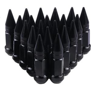 20PCS M12x1.5 Car Wheel Lug Nuts with Pointed Cap, 60mm Height Aluminum Anti-Corrosion Automotive Wheels Rims Lug Nuts, Vehicle Cap Spiked Extended Tuner, Automotive Exterior Accessories (Black)