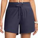 ISEEGZ Women's 5" High Waisted Tummy Control Swim Board Shorts Quick Dry Swimming Shorts for Women with Liner Pockets.L