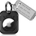 PROfezzion 4 Pack 2in1 AirTag Holder, Hard Shell AirTag Case with Wire Cable, Key Rings, Key Tags, AntiLost Protective Case for Key Chain, Dog Collar, Luggage Bag, Backpack  Black