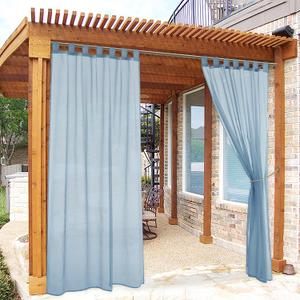 RYB HOME Sheer Curtains Waterproof - Detachable Tab Top Semi Transparent Patio Curtain with 1 Free Rope, Privacy Thermal Drapes, Easy Hanging for Outdoor Living Space, 54" Wide, 96" Long, Navy Blue
