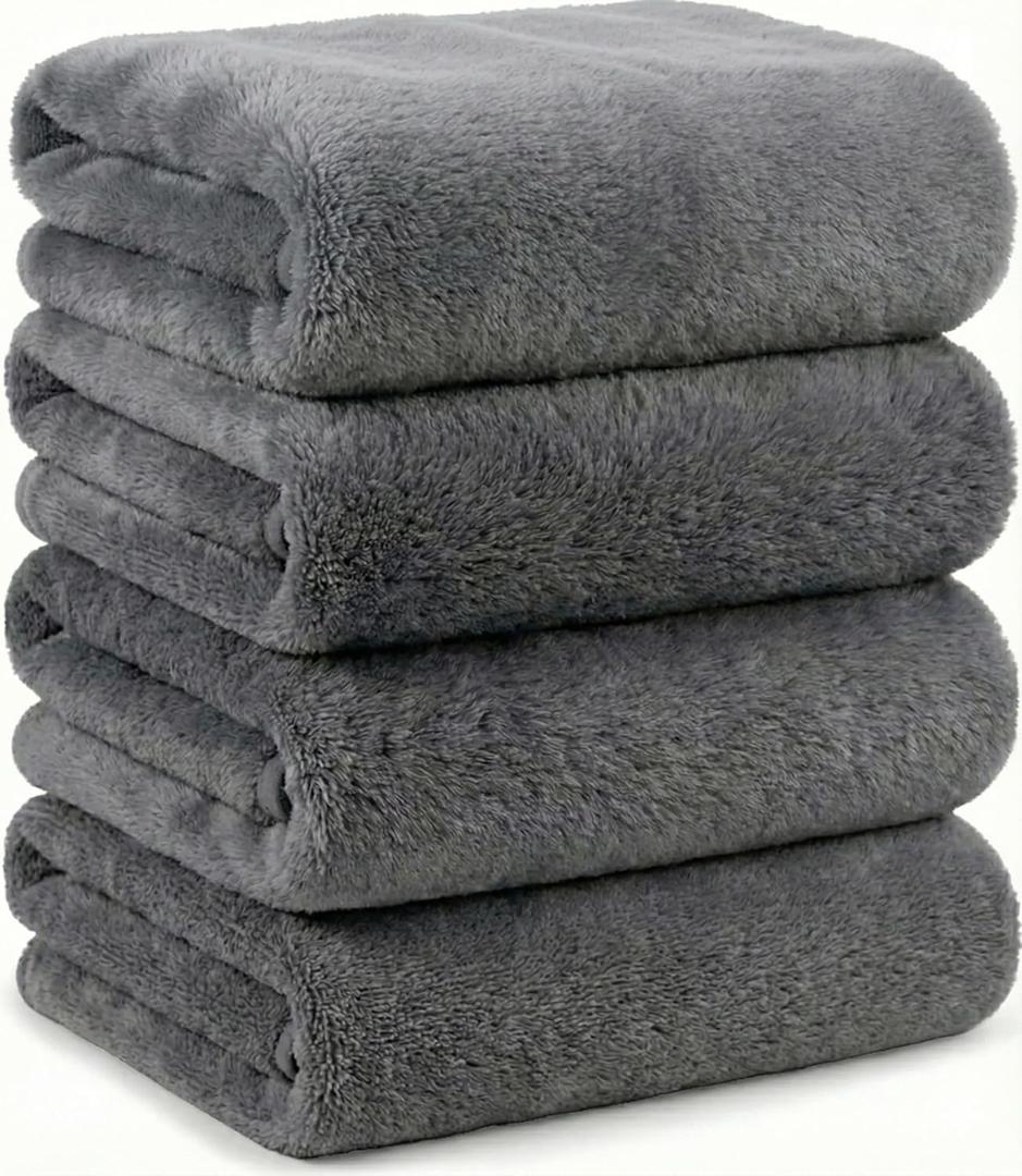 Microfiber Bath Towels Set, Compact Size 20 x 43 in, Hyaluronic Acid-Infused, Soft on Skin, 4 Pack, Quick Dry, Absorbent (Dark Gray)
