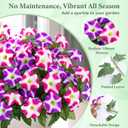 MARTINE MALL Artificial Flowers for Outdoors, 4 Bundles Realistic Fake Outdoor Flowers, UV Resistant Silk Petunia Flower for Outside Look Real Faux Flower Plants for Outdoor Porch, Fuchsia, Rose Red