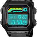 PASOY Men's Digital Multi-Function Watches Dual Time Alarm Stopwatch Countdown Backlight Waterproof Watch