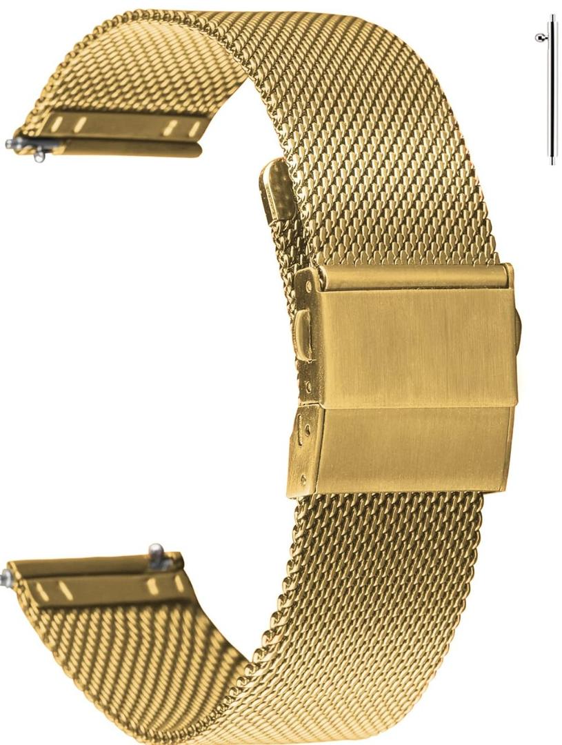 EACHE Stainless Steel Mesh Watch Band for Men Women, Quick Release Mesh Watch Straps 16mm