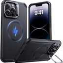 ESR for iPhone 14 Pro Case with Stand, 23 ft Military-Grade Drop Protection Heavy Duty Magnetic Phone Case, Compatible with MagSafe Accessories, Cyber Series, Black