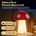 Mushroom Night Light, Rechargeable Cordless Table Lamp for Bedroom, Dimmable LED Night Lights for Toddler , Baby Essentials for Newborn, Stocking Stuffers for Teen Boys, Dorm Room Essentials (red)