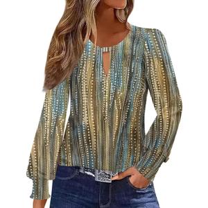 ETCYY Womens Long Sleeve Tops Dressy Casual Blouses Fall Pleated Tunic Trendy Tee Shirts 2026 Vacation Fashion Clothes (L)