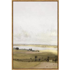 VIYYIEA Vintage Nature Large Framed Wall Art, View of Hilly Paintings Art Decor Aesthetic, Canvas Print Artwork, Hilly Landscape Wall Pictures for Bedroom Bathroom Office, 24X36 Inch