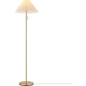 Globe Electric 61000176 62" Floor Lamp, Brass Finish, Metal, Pleated Fabric Shade, Flat Base, Pull Chain Switch on Socket, Reading Light, Office Accessories, House Decor