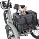 Bike Pet Bag for Tricycle, Foldable Rear Basket Bag with Mesh Ventilation & Secure Straps for E-Trike, Waterproof Polyester, Quick-Release Pannier, for Small Dogs & Cats up to 22 Lbs