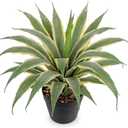 Hollyone Large Artificial Agave Plants 16.9" Tall Fake Agave Plant in Black Pot with Real Stone Pebbles Faux Succulent Aloe Tropical Plants Potted for Indoor Outdoor Home Patio Garden Decor