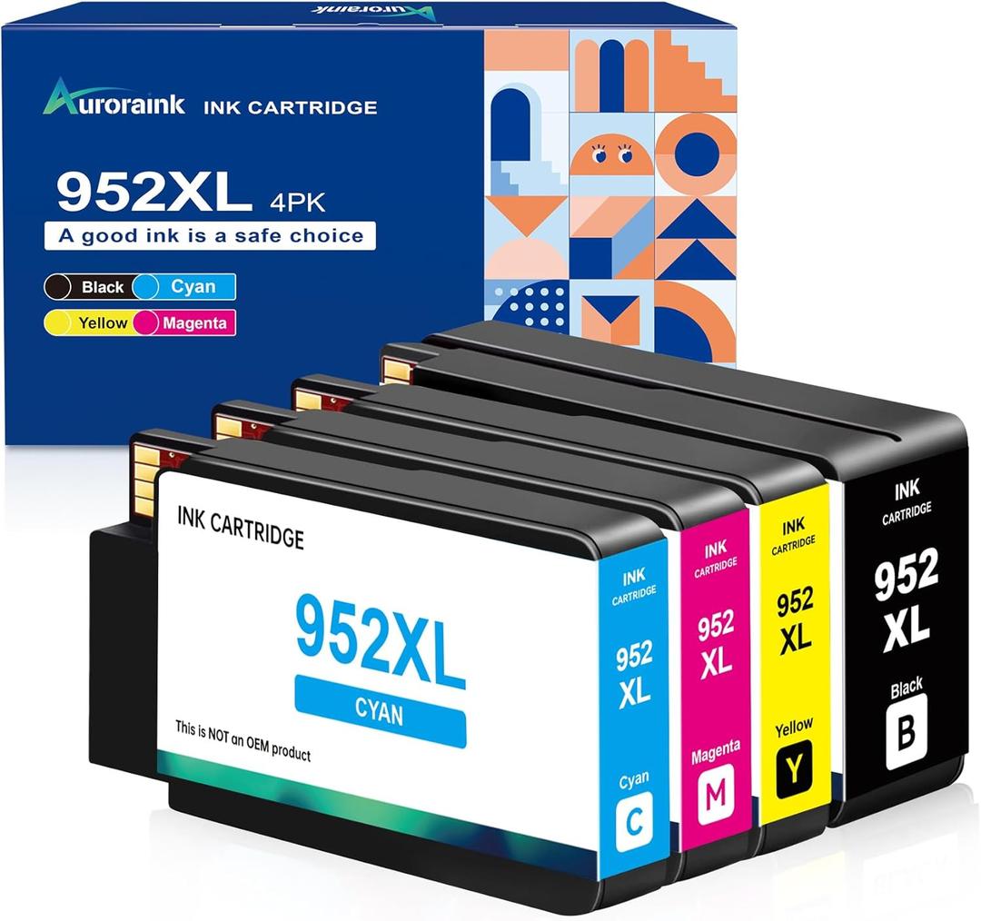 952XL Ink Cartridges Replacement for HP 952XL Ink Cartridges Combo Pack Compatible with HP Officejet Pro 8710 7740 8720 8210 8715 8702 7720 8730 8740 8700 Printer (4 Packs, Black Cyan Yellow Magenta)