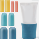 8 Pack Travel Essentials Silicone Bottle Covers, Cruise Ship Essentials, Elastic Sleeves for Shampoo Conditioner Lotion Leak-Proofing, Fit Most Size Bottles Toiletries,4 size