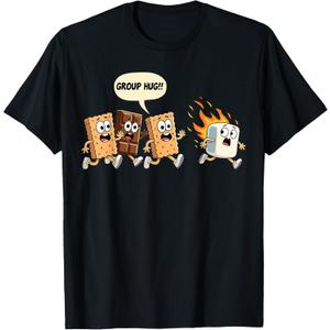 Group Hug Marshmallow Campfire Smores Funny Camping T-Shirt, L